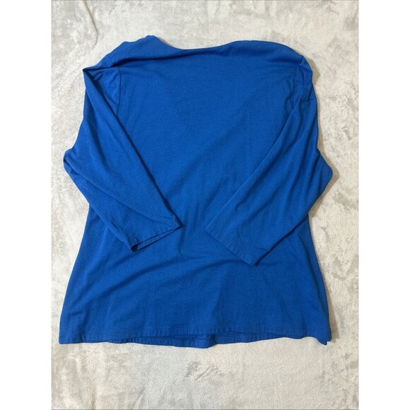 Soft Surroundings 3X Blue Pima Cotton Surplice V-Neck Top - Picture 10 of 10